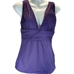 CONTOURS BY COCO REEF purple plunge tankini swim top 10 34 B/C